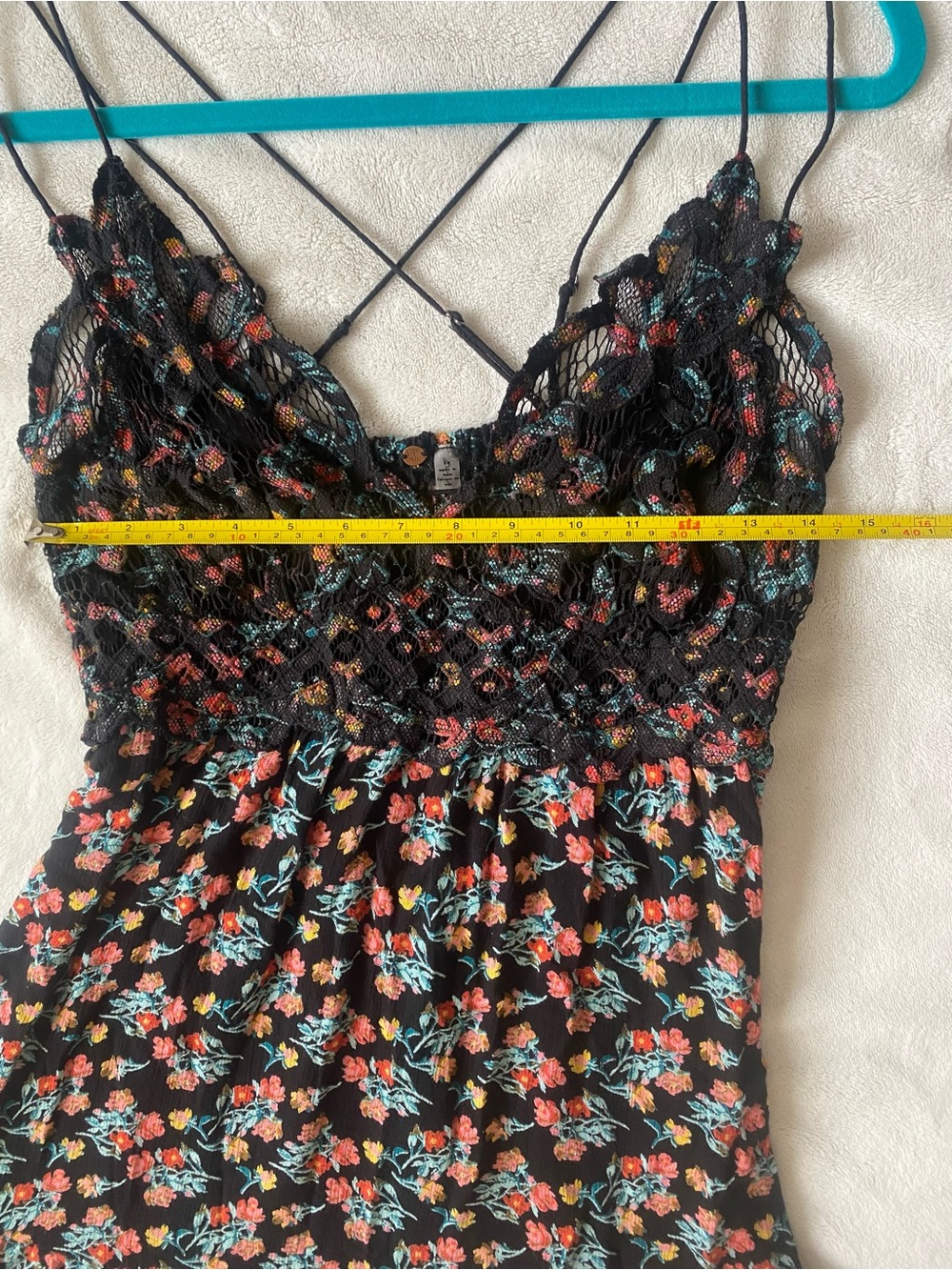 Free People Adella Floral Lace Mini Dress Black XS - Picture 13 of 14